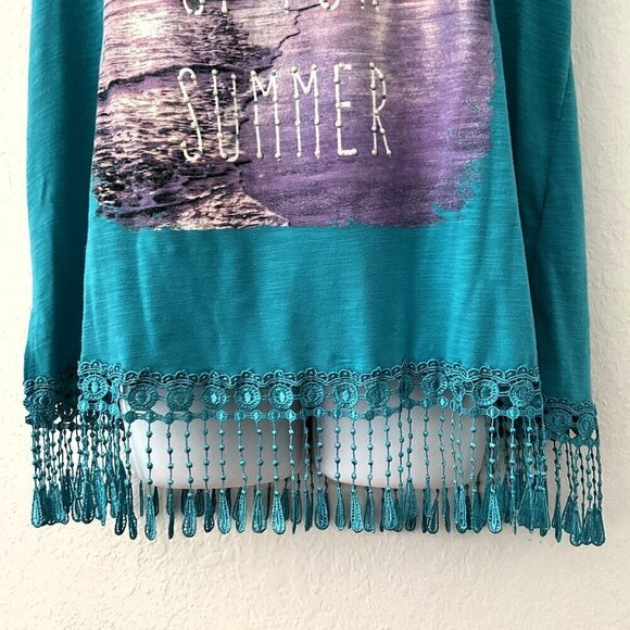 TASSEL LACE WAKE ME UP FOR SUMMER TOP PLUS 1X - Picture 3 of 10